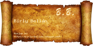 Birly Belián névjegykártya